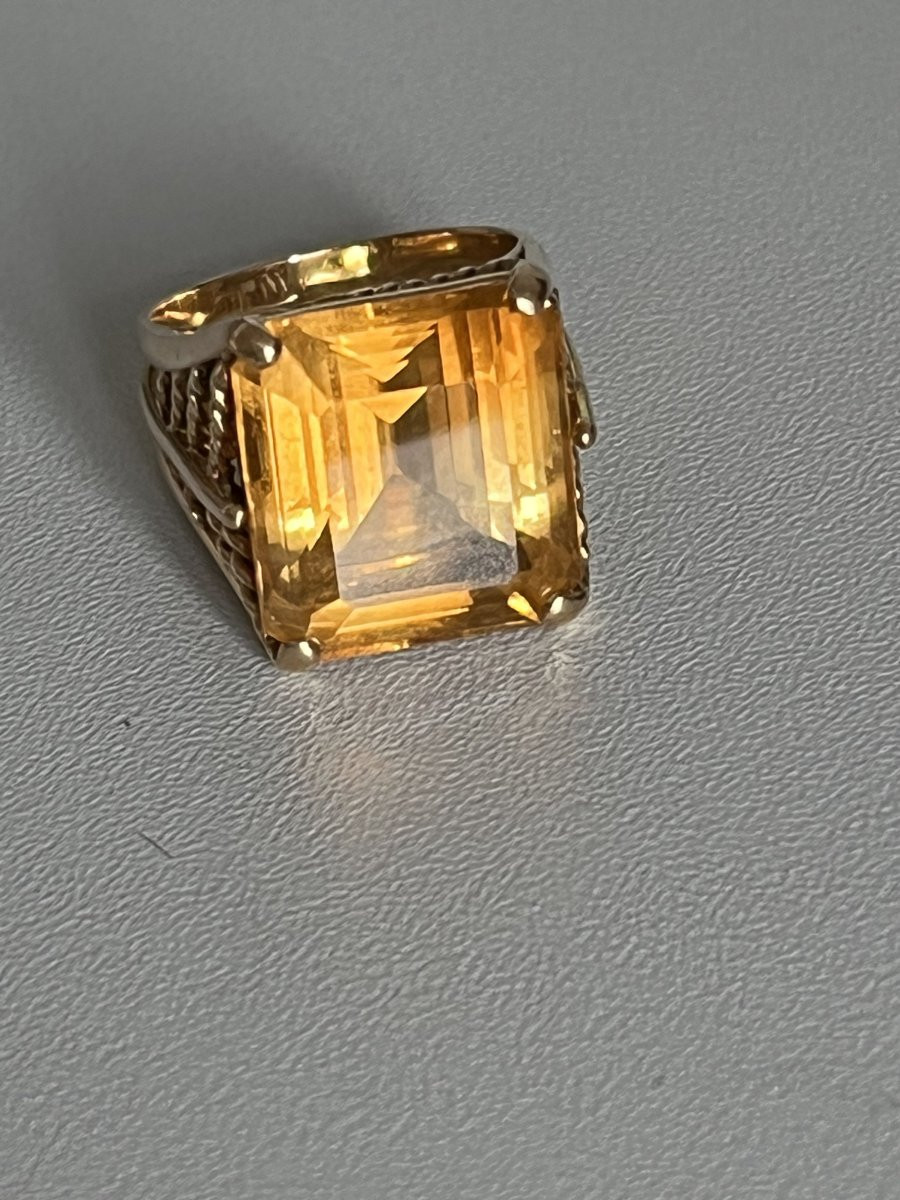 4042 - Vintage Yellow Gold Citrine Ring 14.00 Ct-photo-3