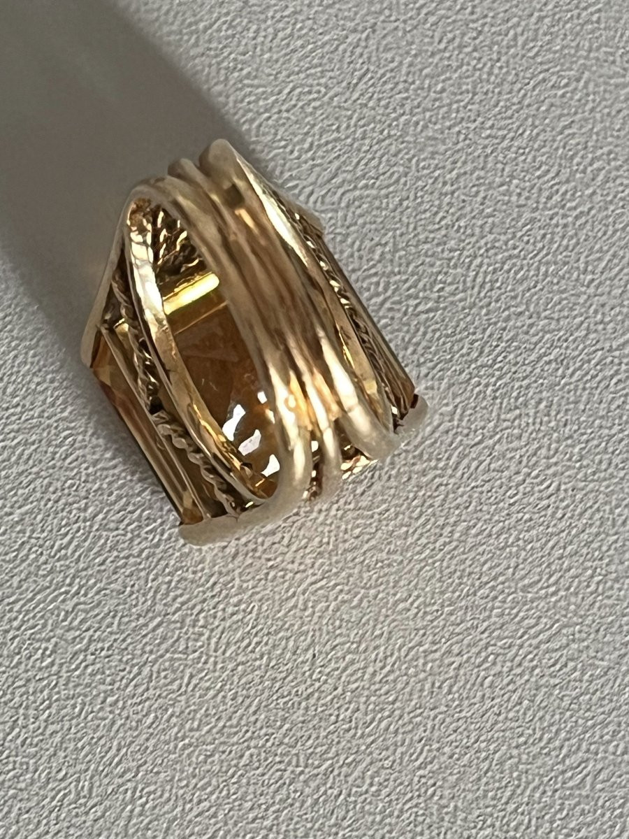 4042 - Vintage Yellow Gold Citrine Ring 14.00 Ct-photo-4