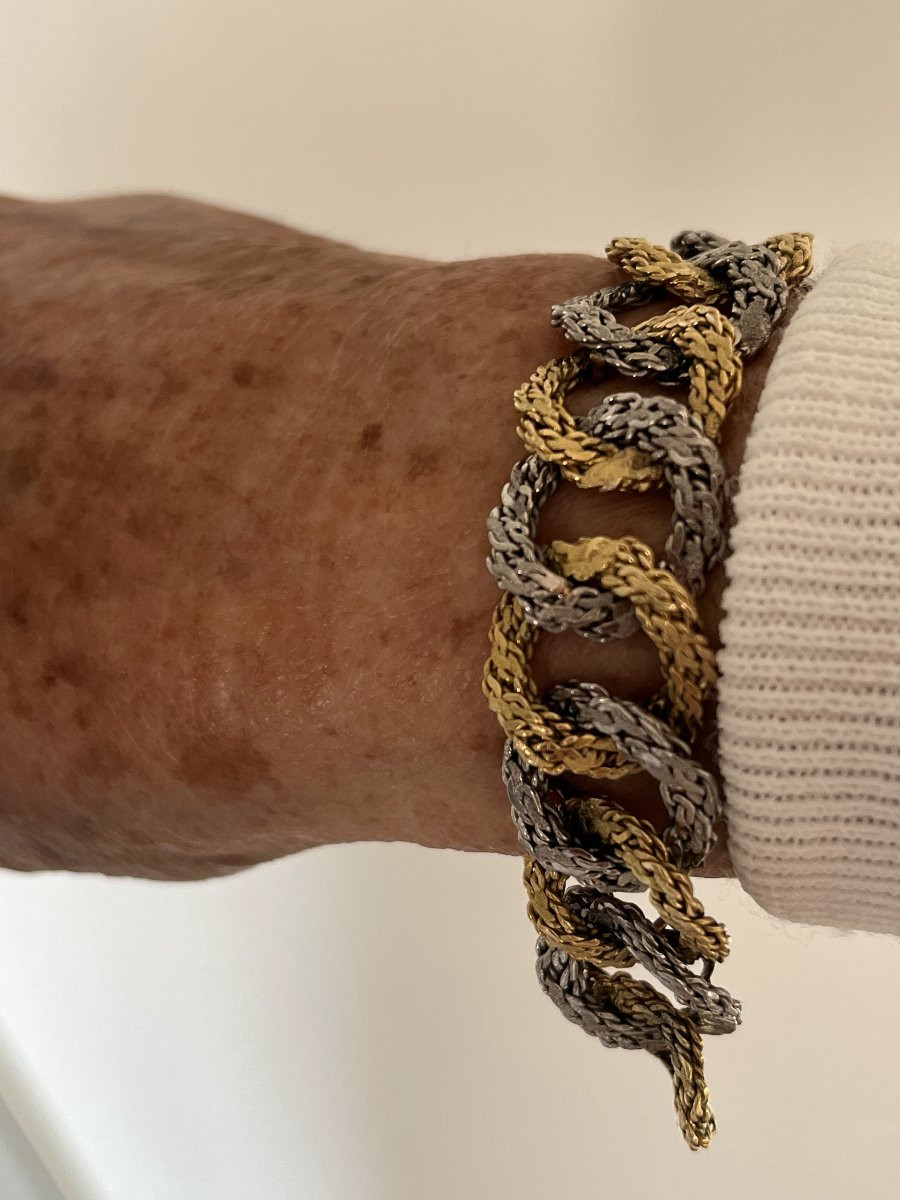 5684- Bracelet Souple Or Jaune et Or Gris 54 g-photo-2