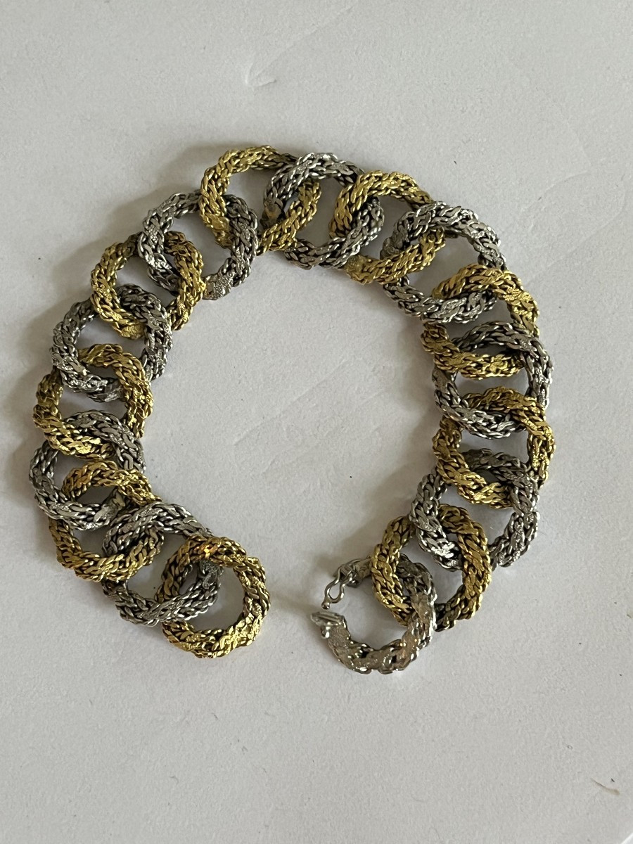 5684- Bracelet Souple Or Jaune et Or Gris 54 g