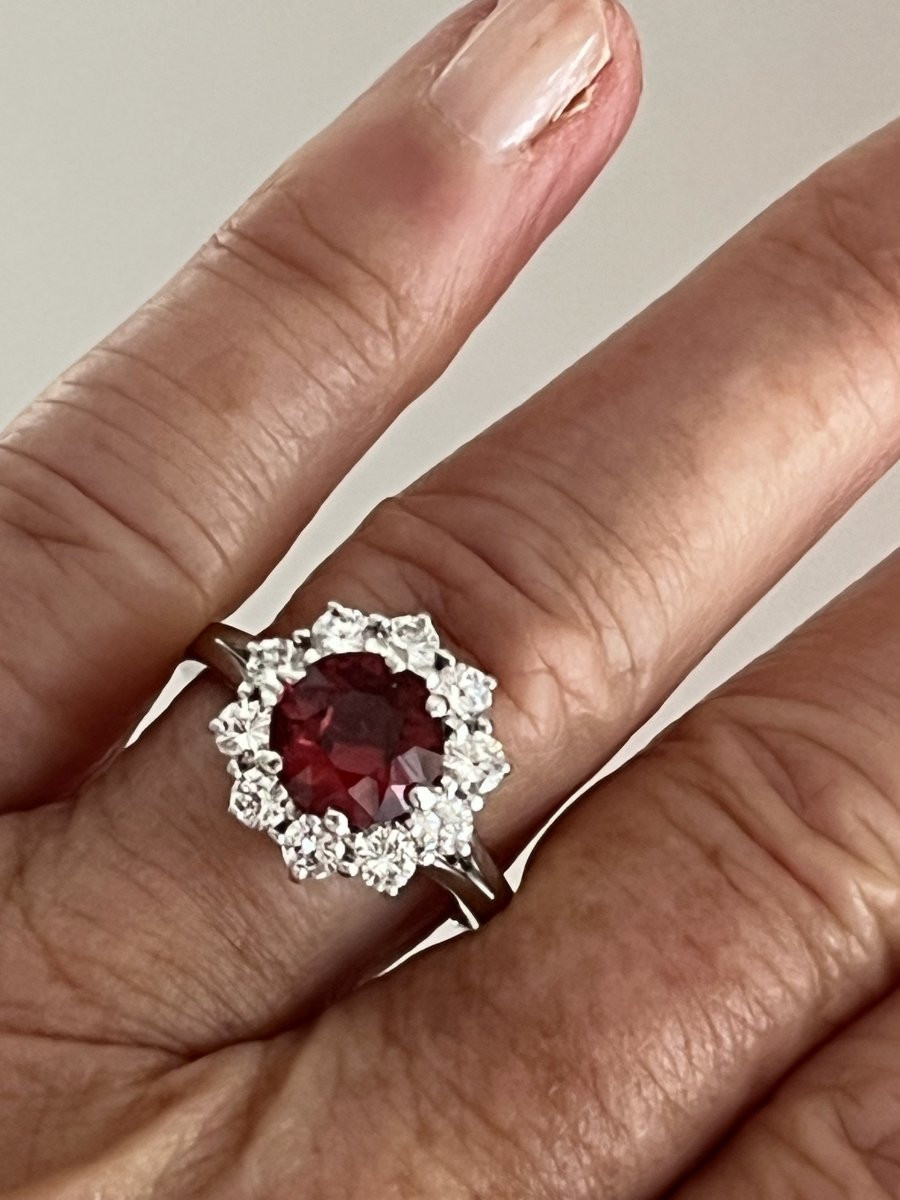 6709- Bague Margerite Grenat Diamants-photo-2