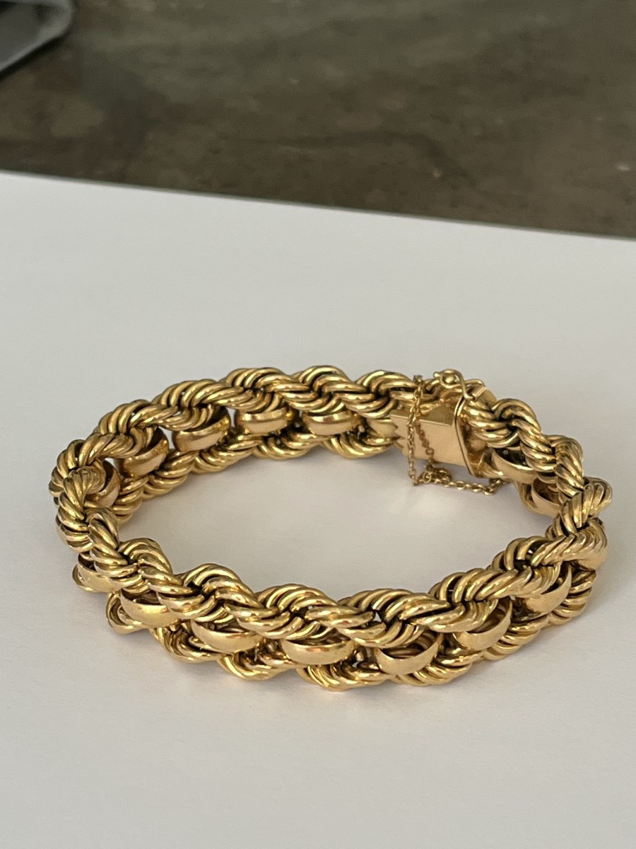 7022- Bracelet Or Jaune Tressé 38 g
