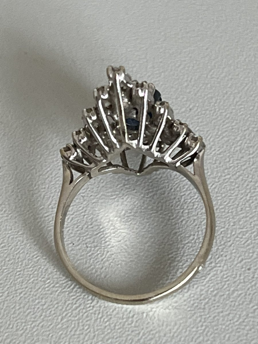4260 - Vintage Ring In White Gold With Sapphire And Diamonds 1.30 Ct-photo-4