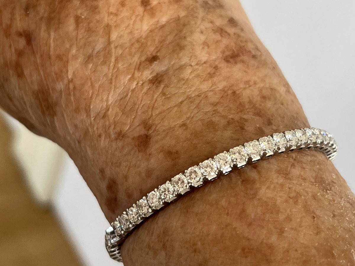 3855- Bracelet Rivière Or Gris Diamants 6,50 ct-photo-3