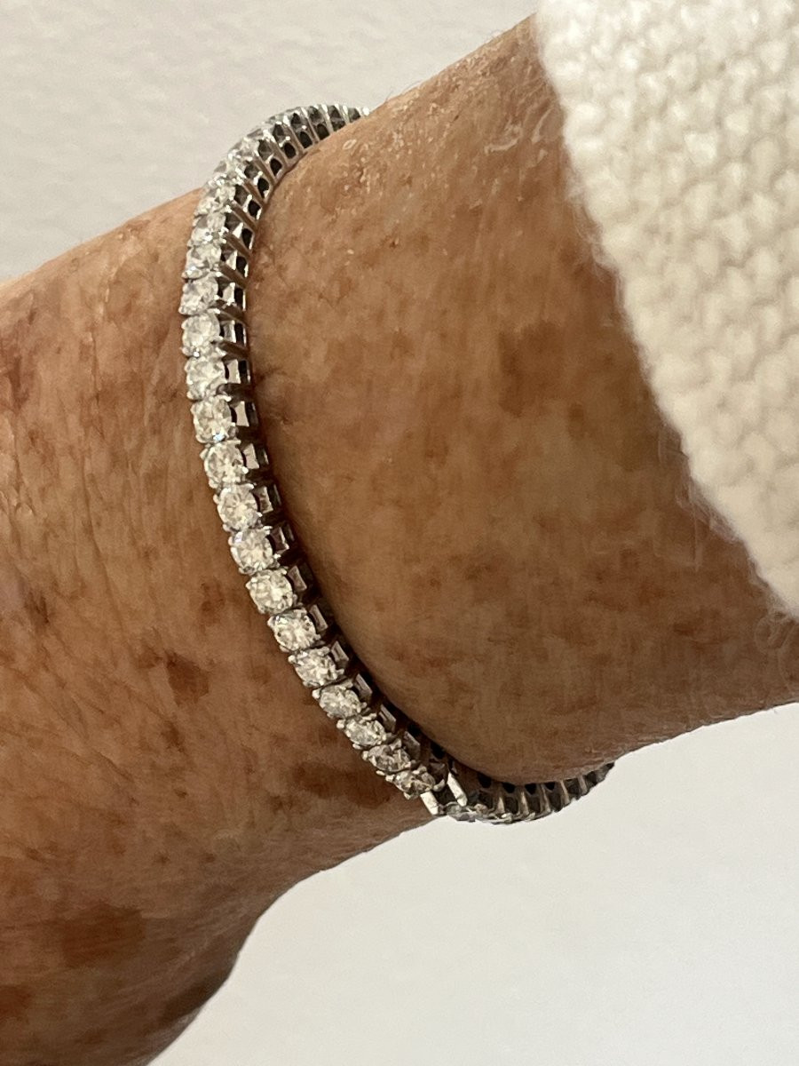 3855- Bracelet Rivière Or Gris Diamants 6,50 ct-photo-1