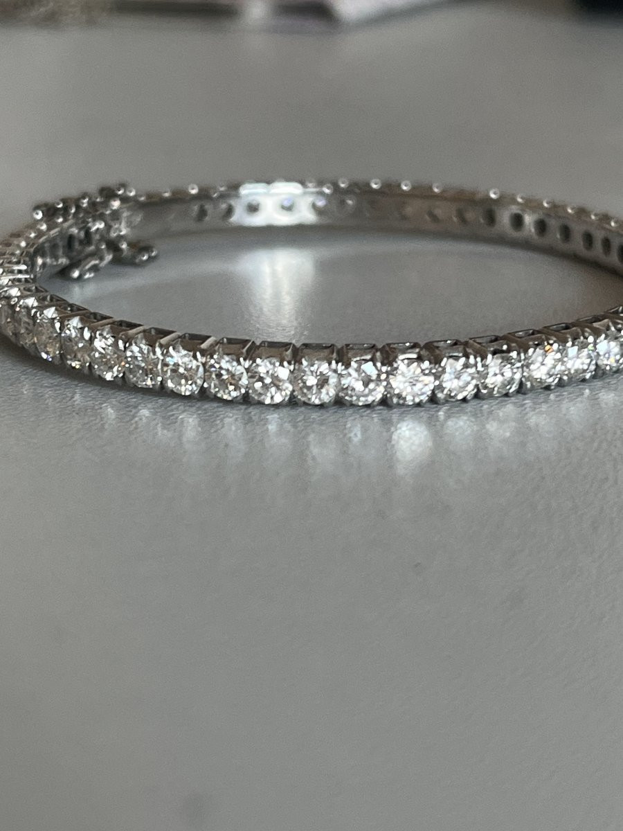 3855- Bracelet Rivière Or Gris Diamants 6,50 ct-photo-3