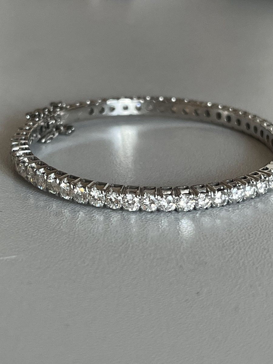 3855- Bracelet Rivière Or Gris Diamants 6,50 ct-photo-4