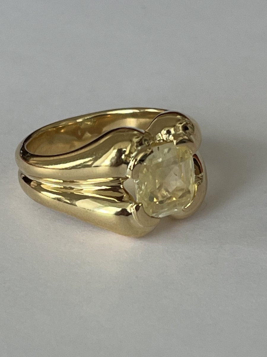 6637- Bague Or Jaune Saphir Jaune 3,02 ct-photo-4