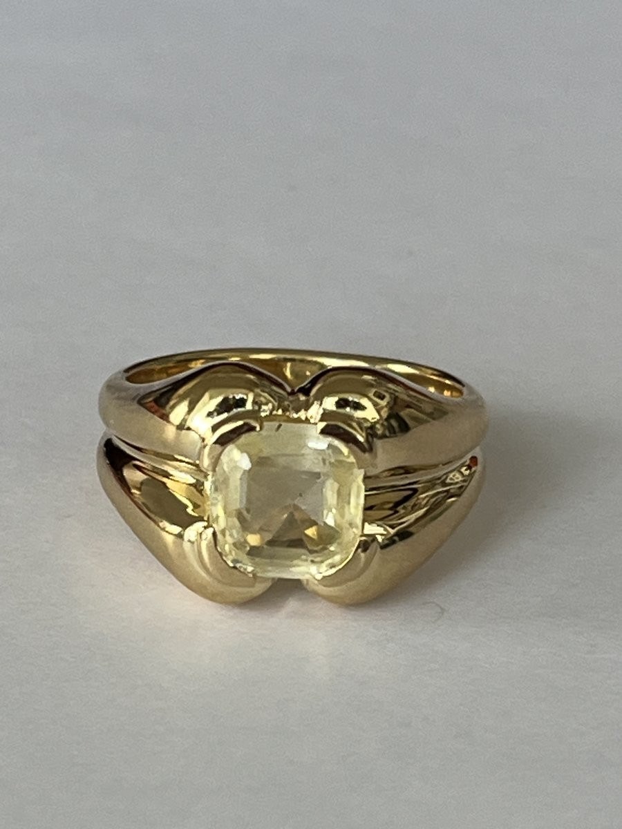 6637- Bague Or Jaune Saphir Jaune 3,02 ct-photo-1