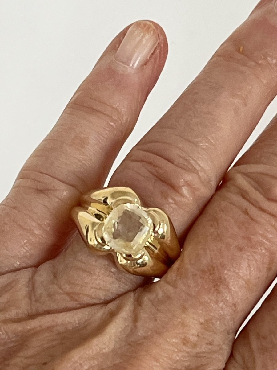 6637- Bague Or Jaune Saphir Jaune 3,02 ct-photo-2