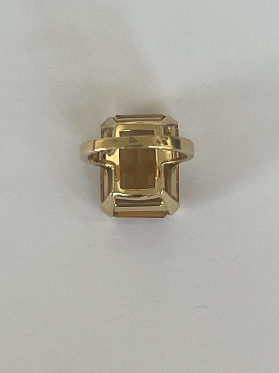 7069 - Vintage Yellow Gold Citrine Rectangular Ring-photo-3