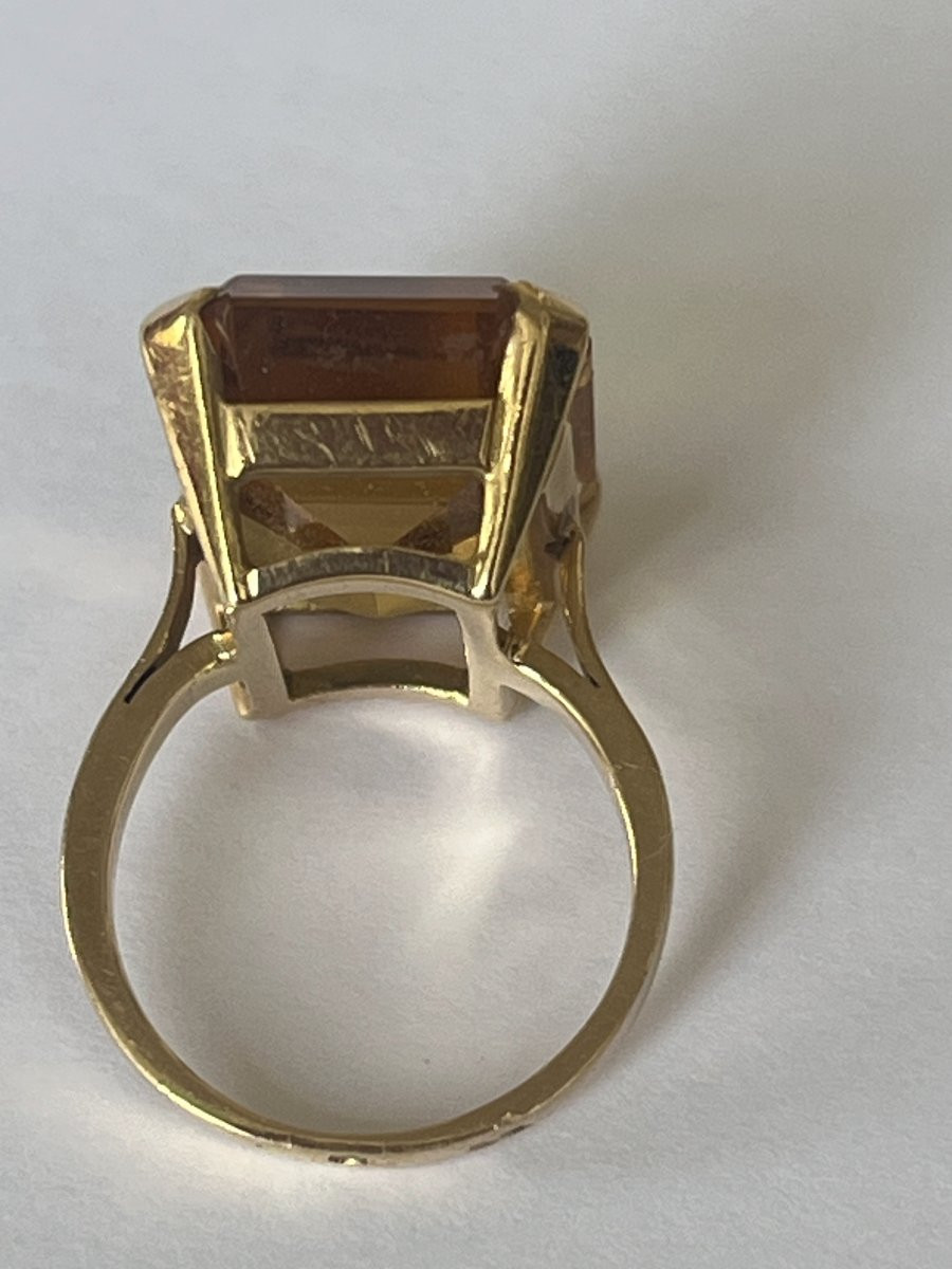 7069 - Vintage Yellow Gold Citrine Rectangular Ring-photo-4