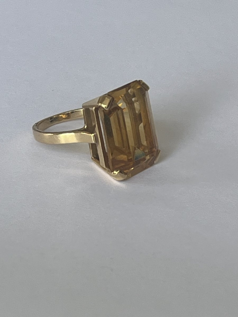 7069 - Vintage Yellow Gold Citrine Rectangular Ring-photo-1