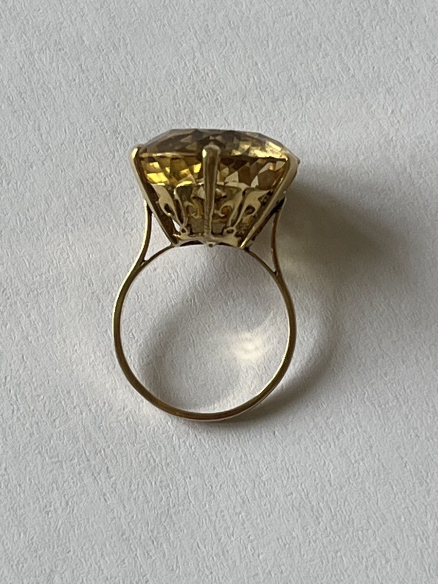 7091 - Important Vintage Yellow Gold Citrine Ring-photo-4