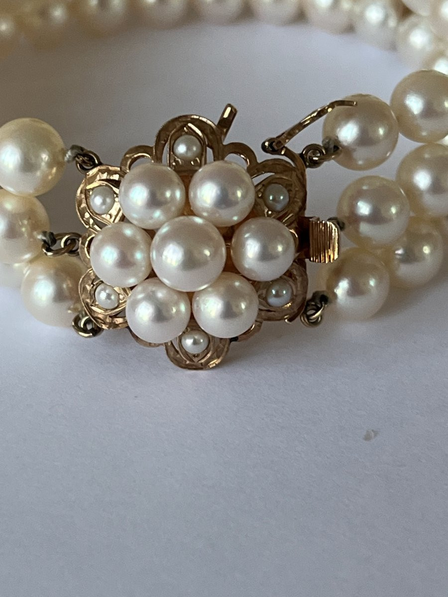 7097- 3 Row Akoya Pearl Bracelet-photo-2