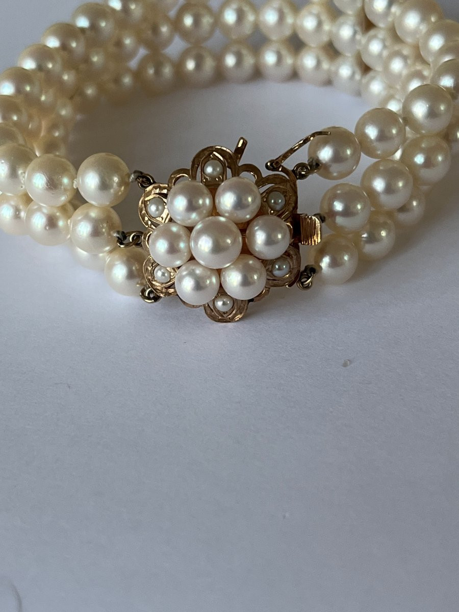7097- 3 Row Akoya Pearl Bracelet-photo-3