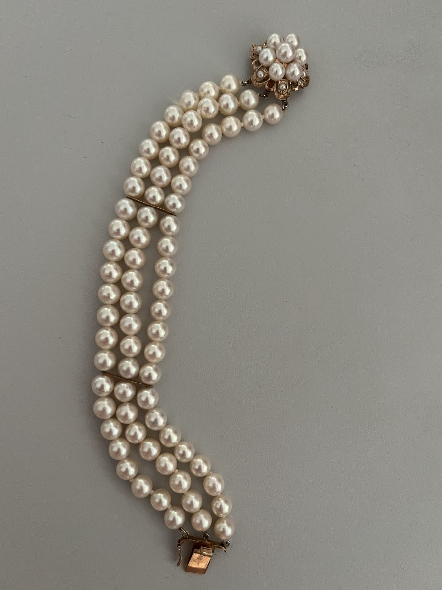 7097- 3 Row Akoya Pearl Bracelet-photo-1