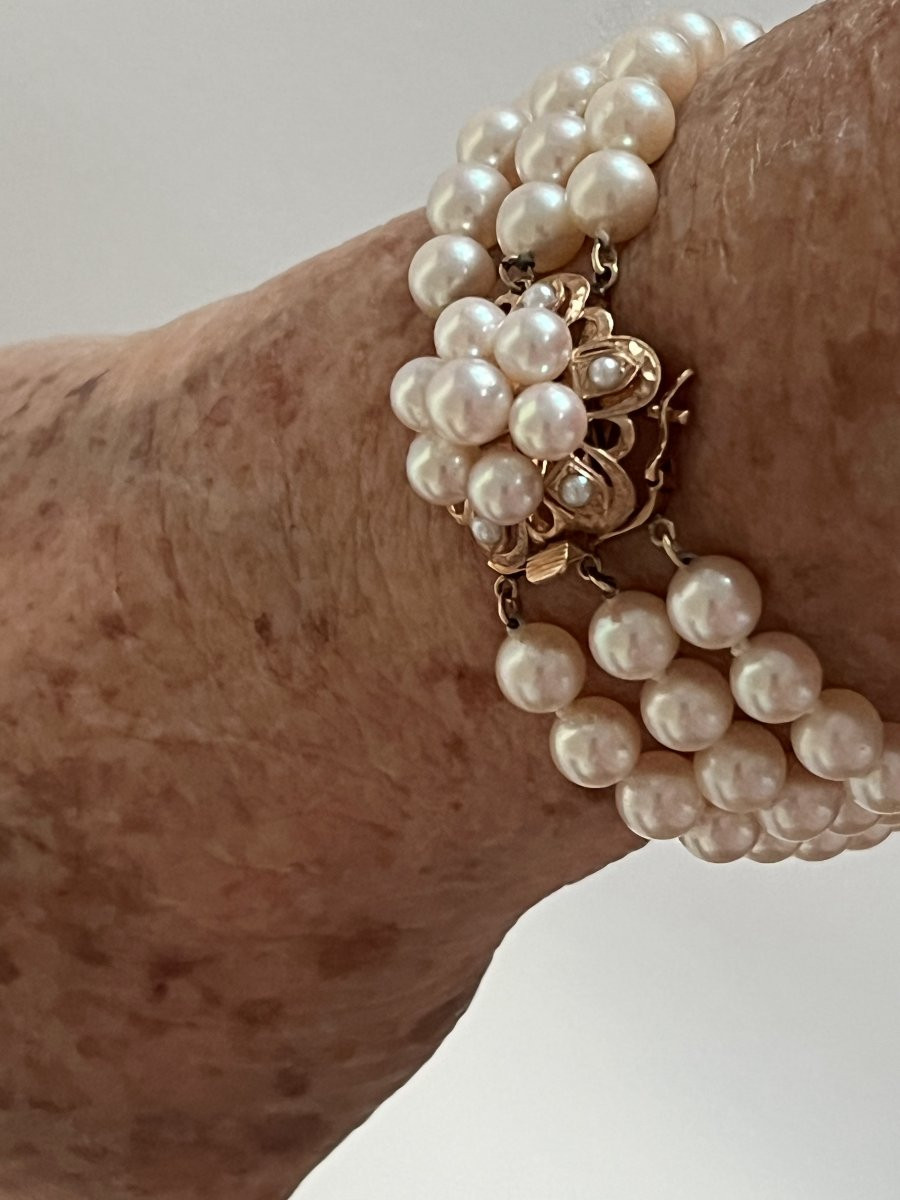7097- 3 Row Akoya Pearl Bracelet-photo-2