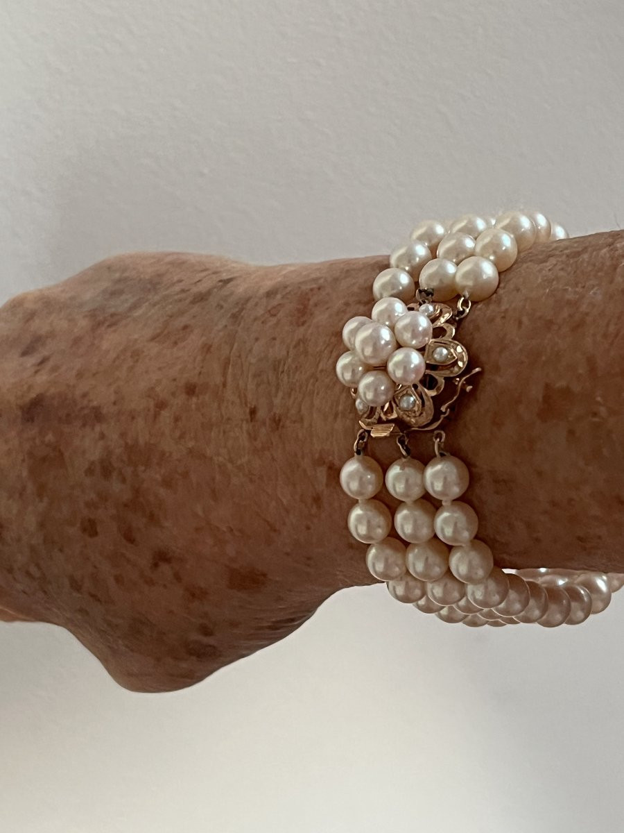 7097- 3 Row Akoya Pearl Bracelet-photo-3