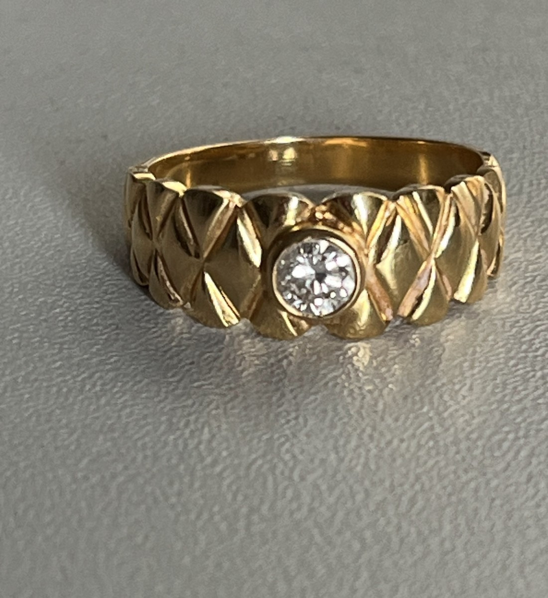 7156- Bague Bandeau Vintage Or Jaune Diamant