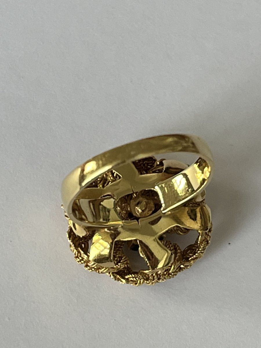 7158- Bague Vintage Fils d'Or Jaune Emeraudes -photo-2