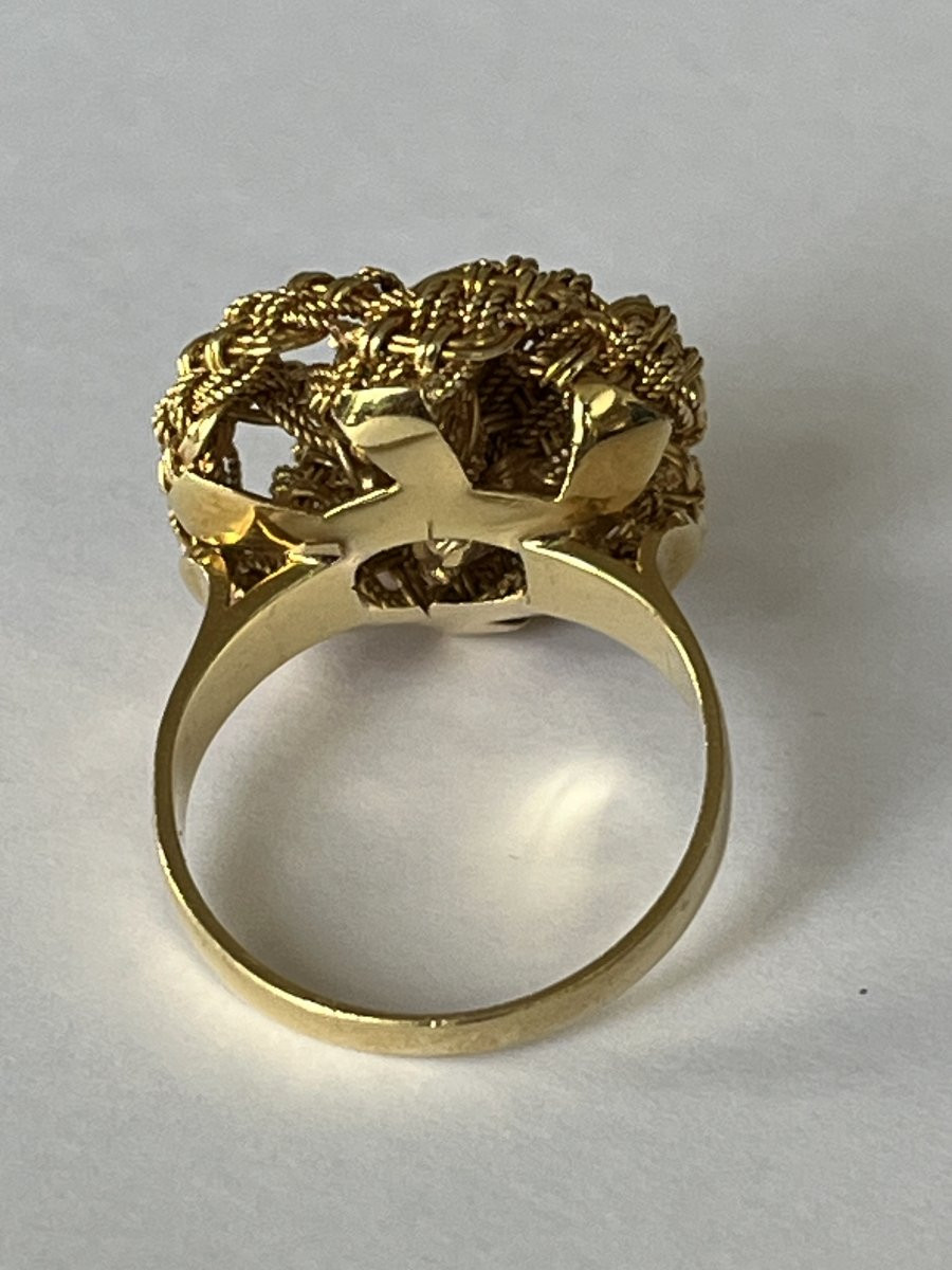 7158- Bague Vintage Fils d'Or Jaune Emeraudes -photo-3