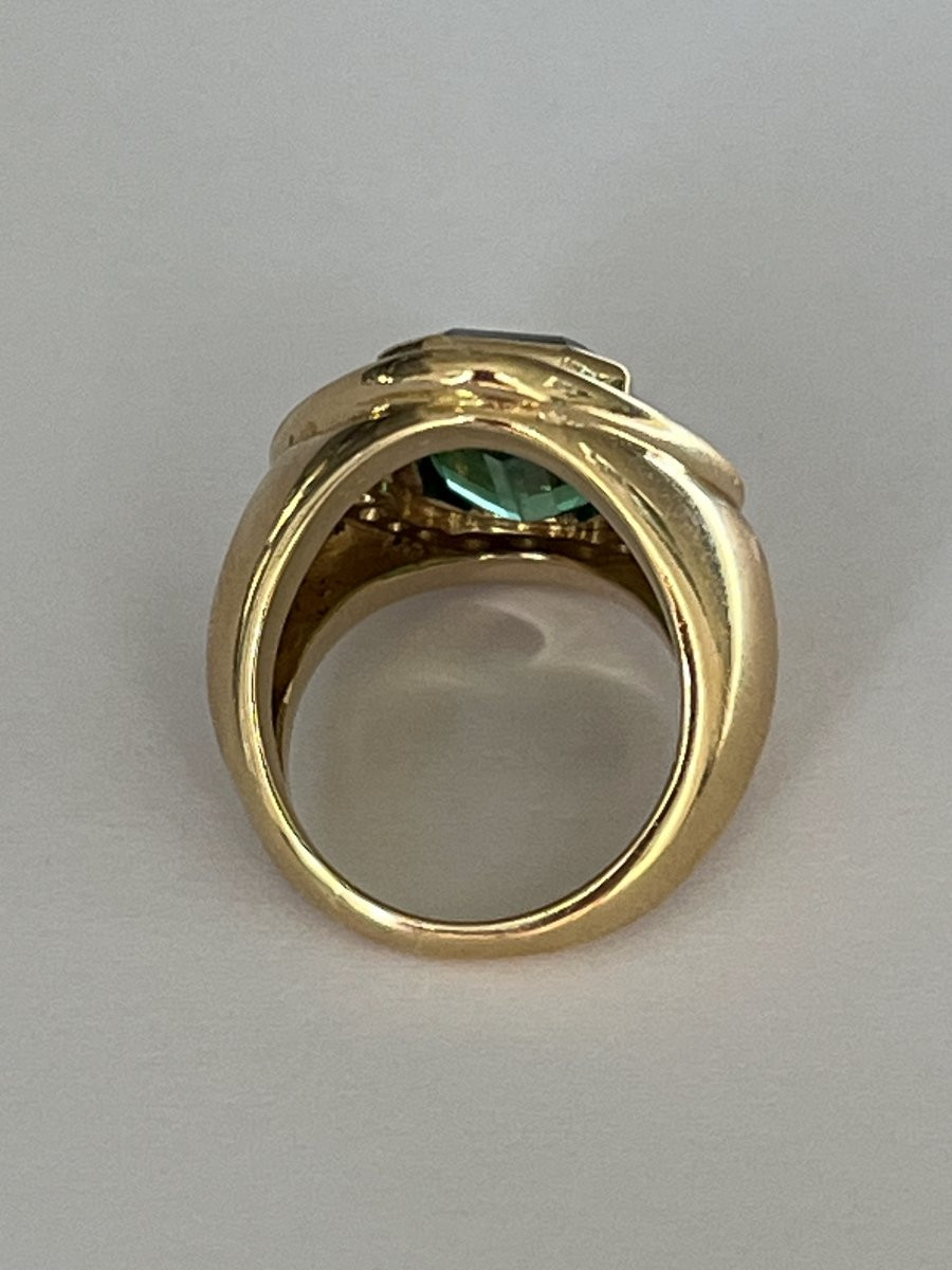 7187- Bage Yellow Gold Green Tourmaline 6.50 Ct Diamonds-photo-3