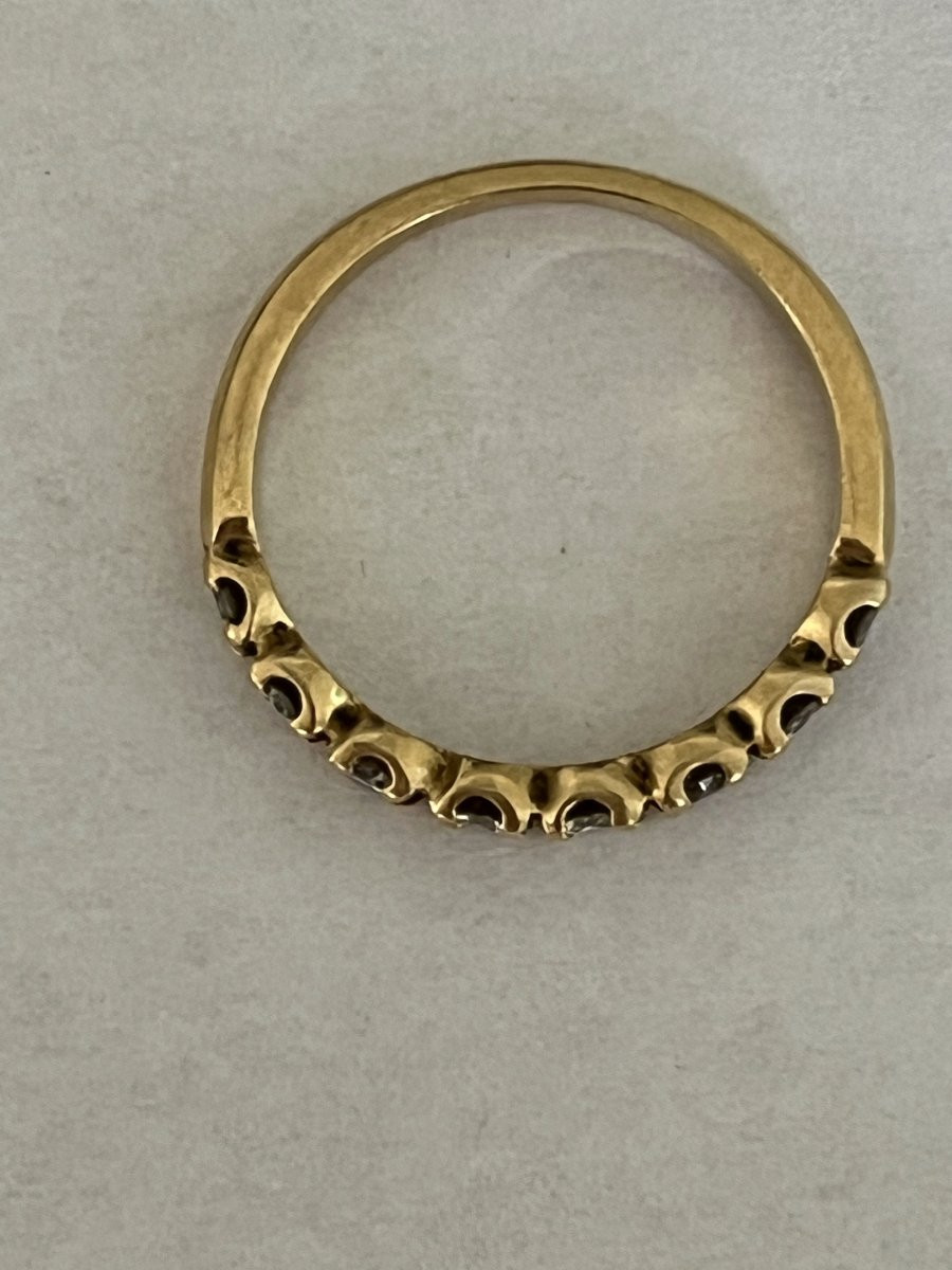 4686 - Half American Wedding Band In Yellow Gold With Diamonds-photo-3