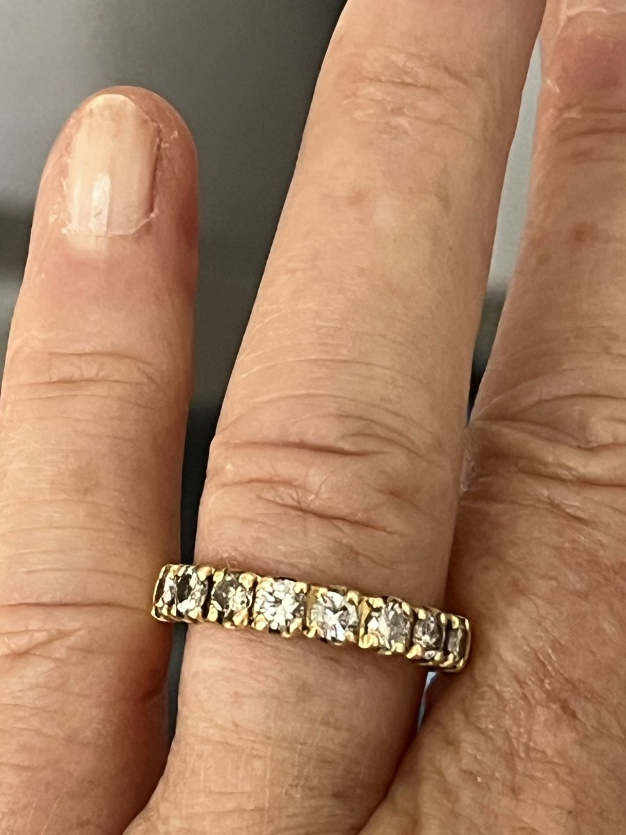 4686 - Half American Wedding Band In Yellow Gold With Diamonds-photo-4