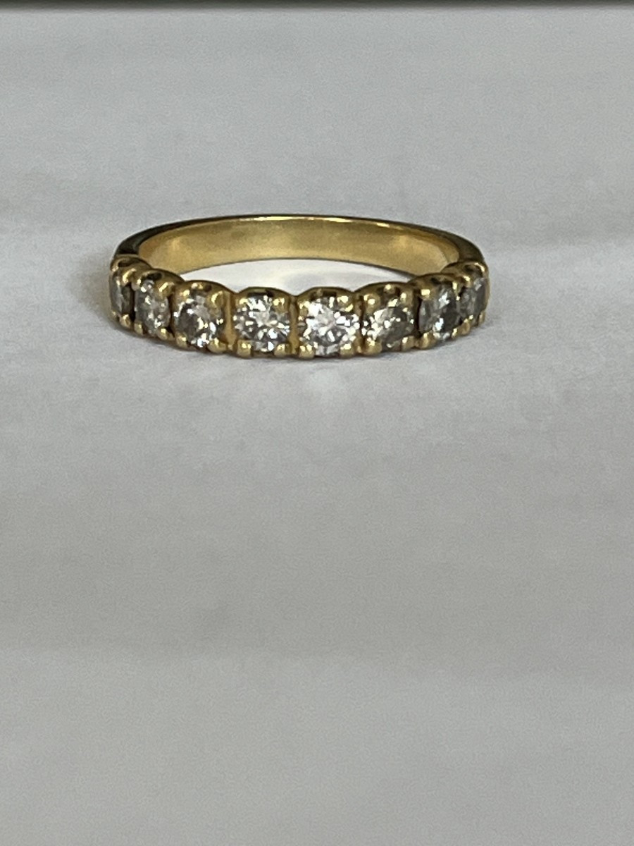 4686 - Half American Wedding Band In Yellow Gold With Diamonds