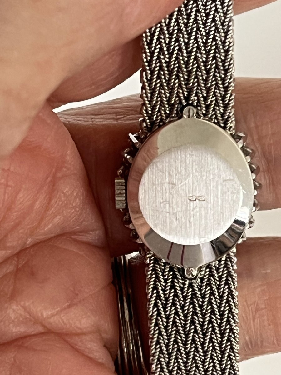 6580- Montre dame OMEGA Or Gris Diamants Lapis Lazuli-photo-4