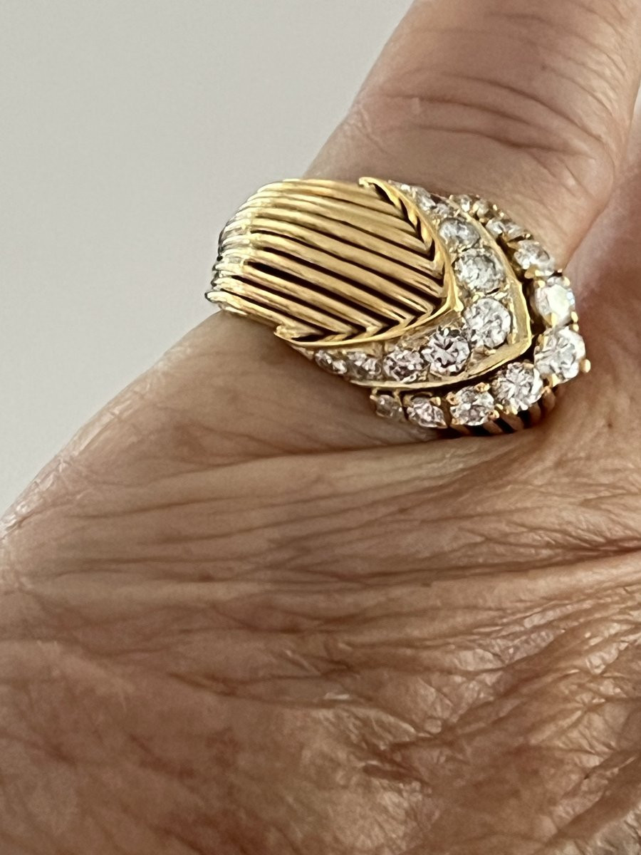 6669 - Platinum, Rhodium Plated, Yellow Gold, Diamond Ring-photo-2