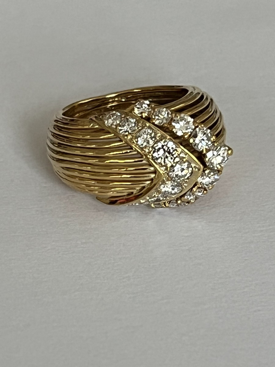 6669 - Platinum, Rhodium Plated, Yellow Gold, Diamond Ring-photo-1