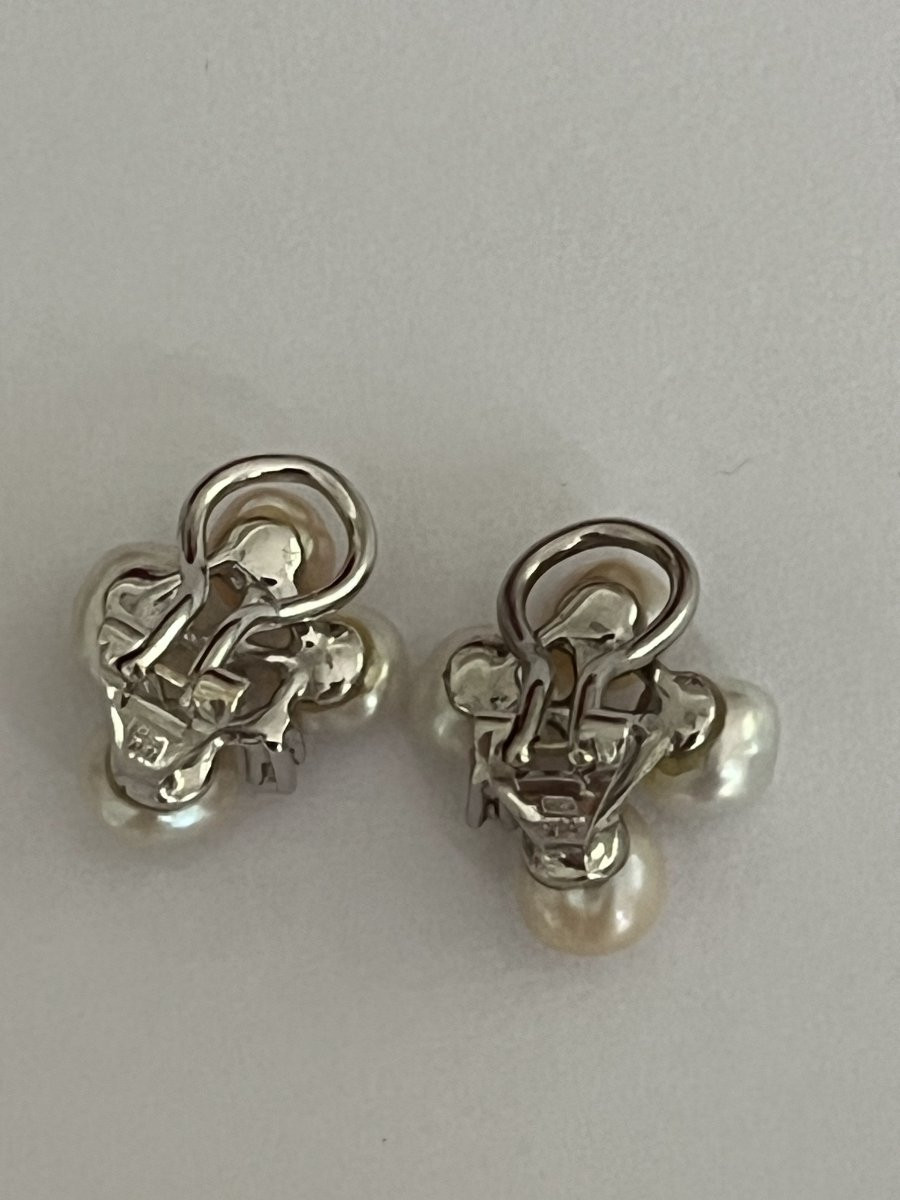 6678 - Ring And Earrings In White Gold With Pearls-photo-2