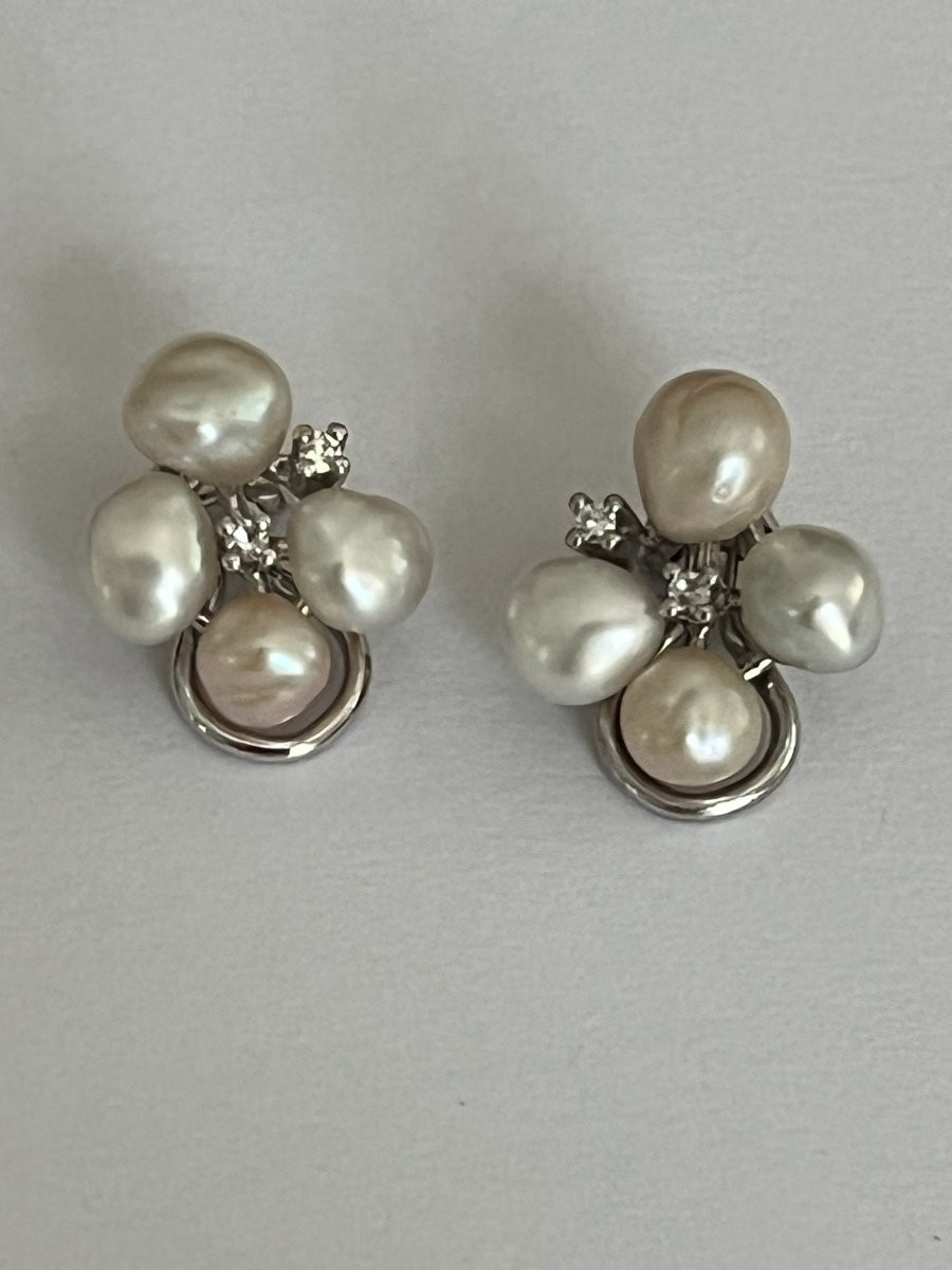 6678 - Ring And Earrings In White Gold With Pearls-photo-4
