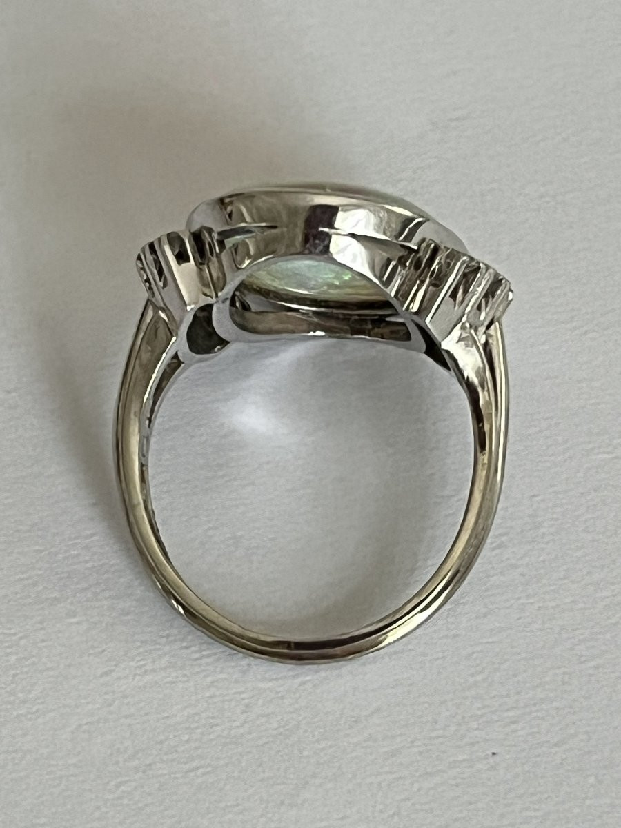 6681 - White Gold Opal Diamond Ring-photo-4
