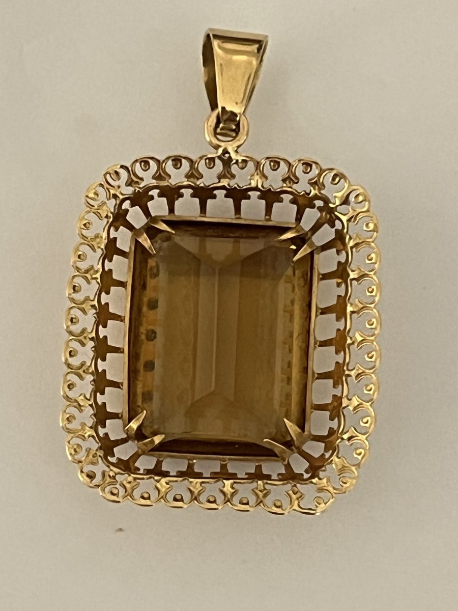 6803- Important Pendentif Or Jaune Citrine-photo-3
