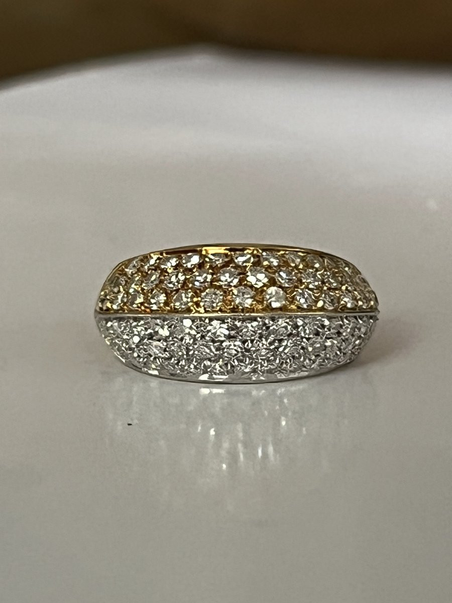 6904 - Vintage Yellow And Grey Gold Diamond Ring-photo-2