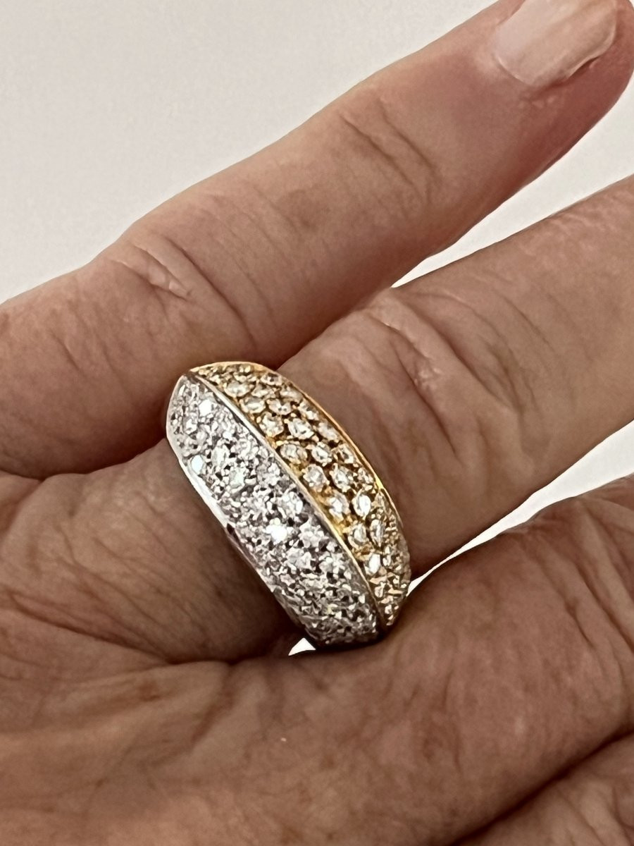 6904 - Vintage Yellow And Grey Gold Diamond Ring-photo-3