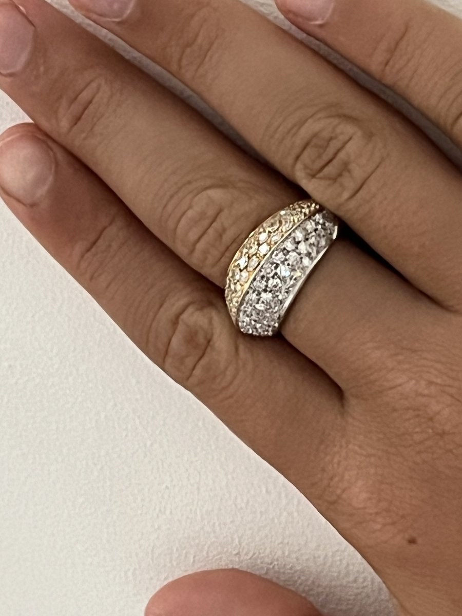 6904 - Vintage Yellow And Grey Gold Diamond Ring-photo-4