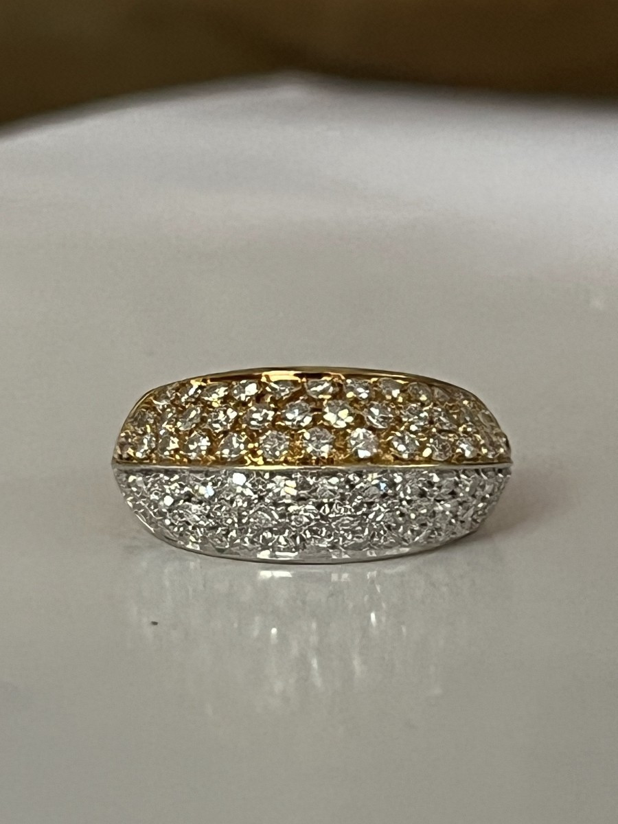 6904 - Vintage Yellow And Grey Gold Diamond Ring