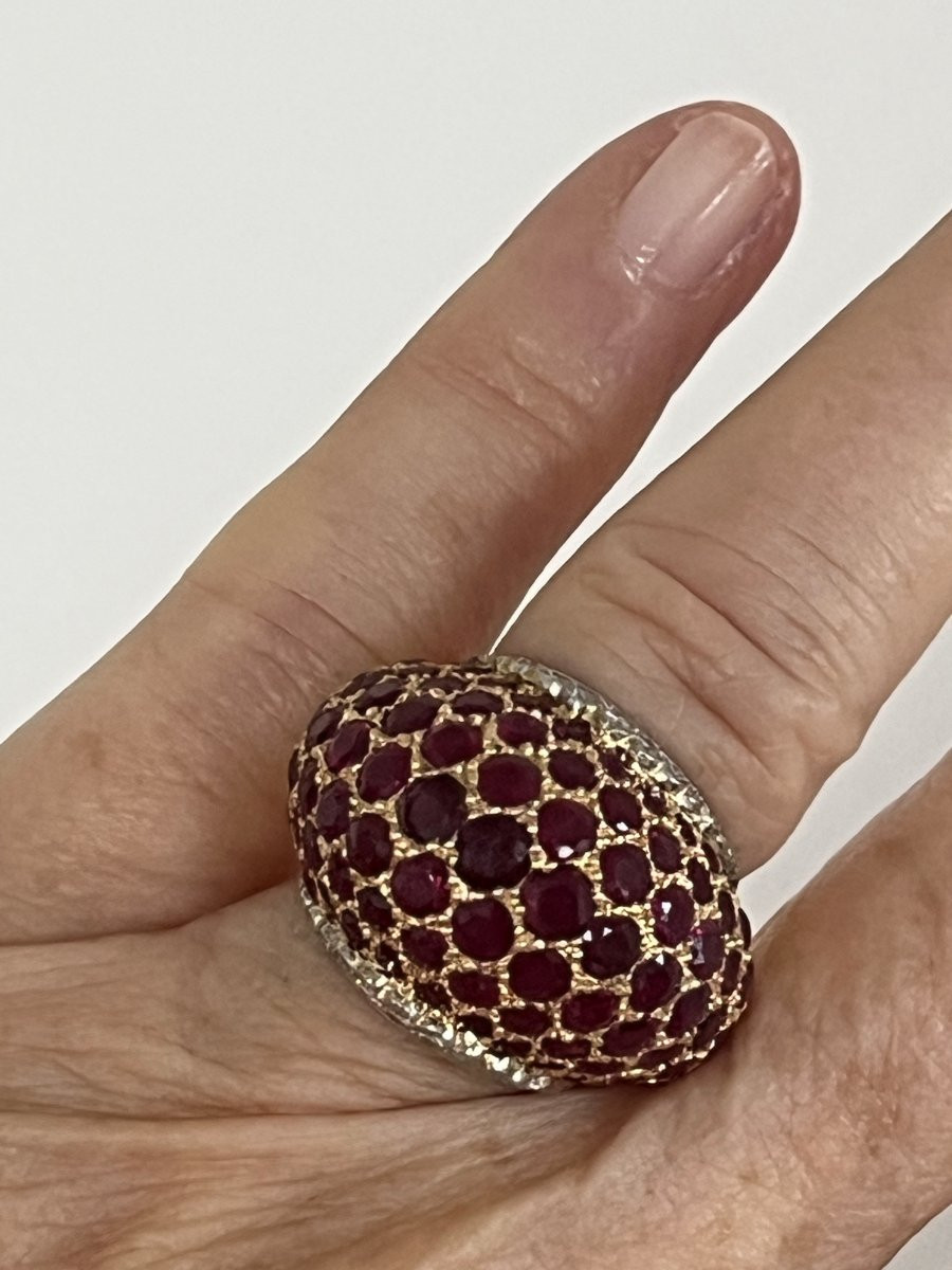 7222- Bague de Joaillier Or Jaune Platine Rubis 4,00 ct Diamants-photo-2