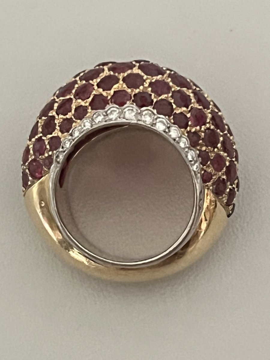 7222- Bague de Joaillier Or Jaune Platine Rubis 4,00 ct Diamants-photo-4