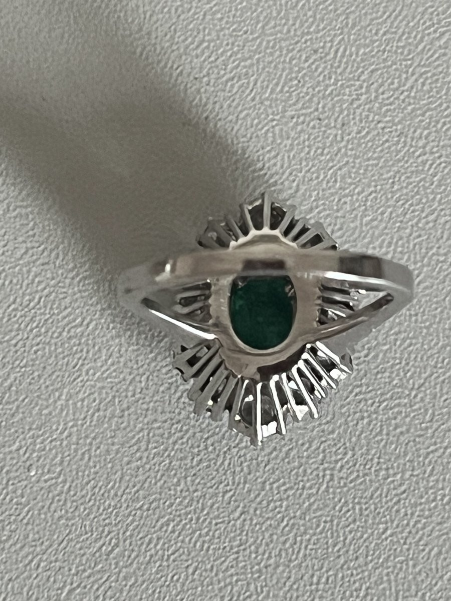 7228- Bague Fleur Or Gris Emeraude 2,72 ct Diamants 1,20 ct-photo-2