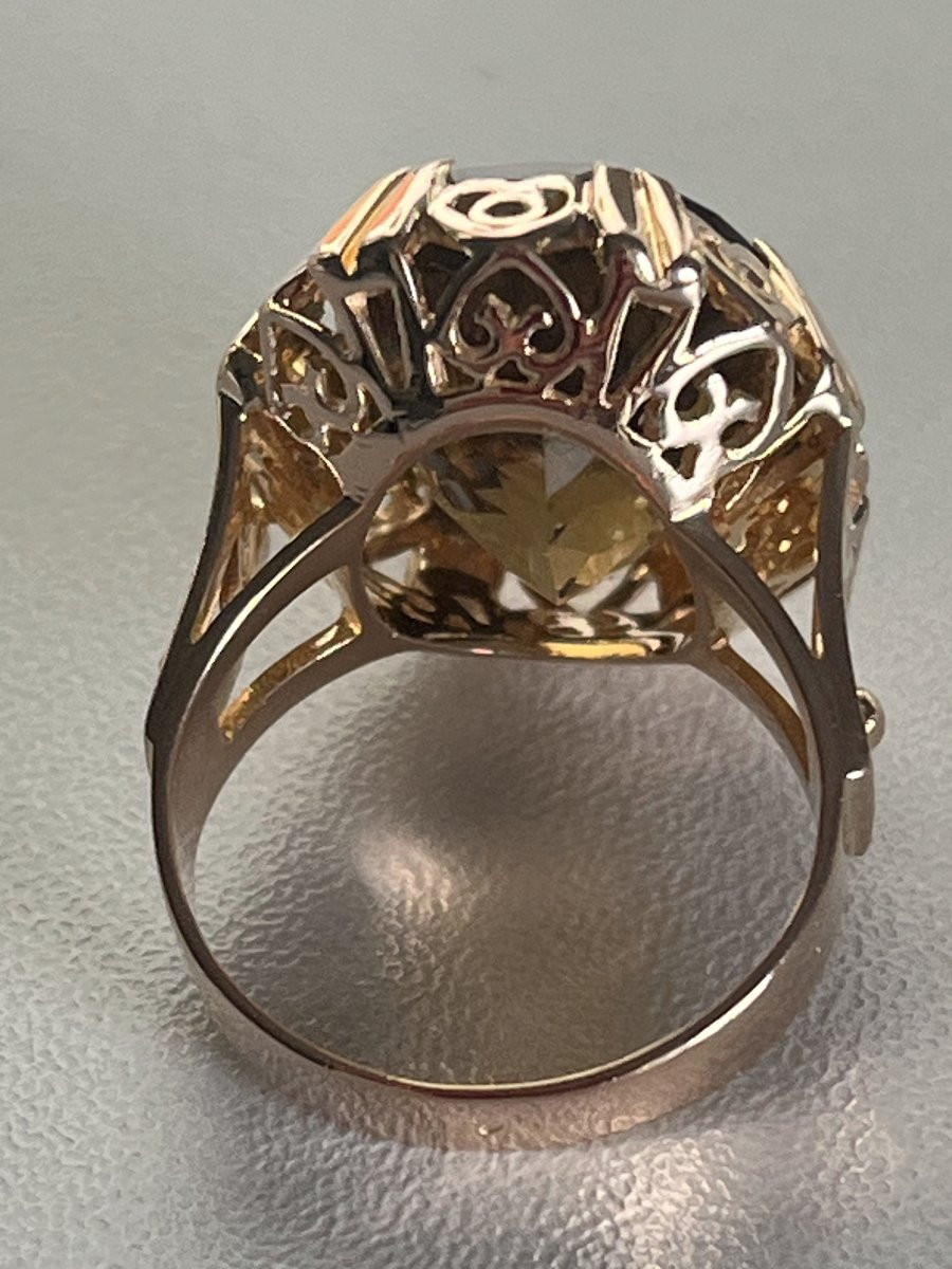 3440- Bague Vintage Or Jaune Citrine-photo-3