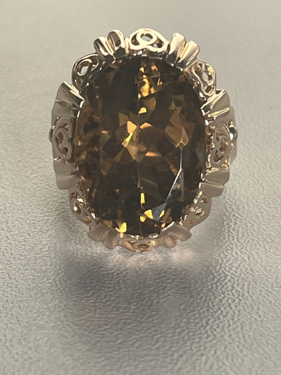 3440- Bague Vintage Or Jaune Citrine