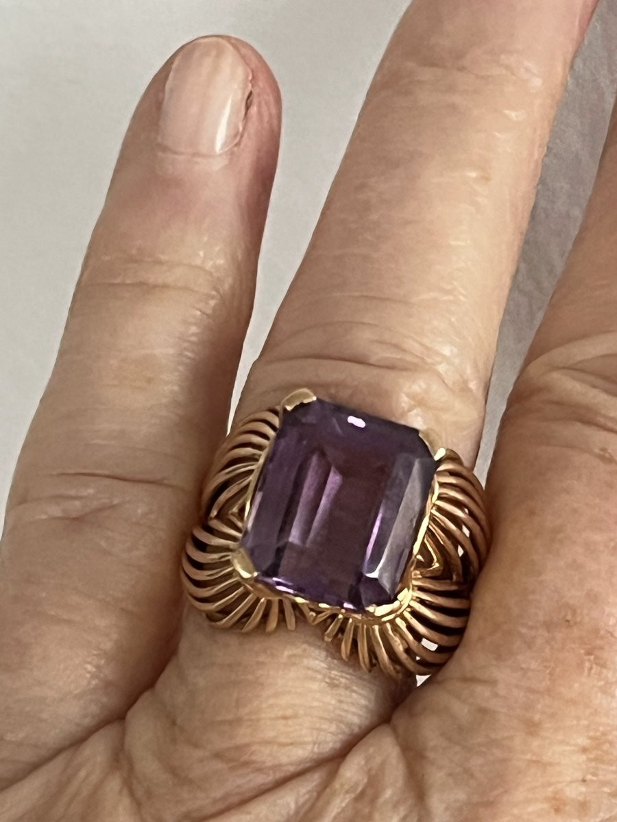 7193 - Vintage Yellow Gold Amethyst Ring-photo-2