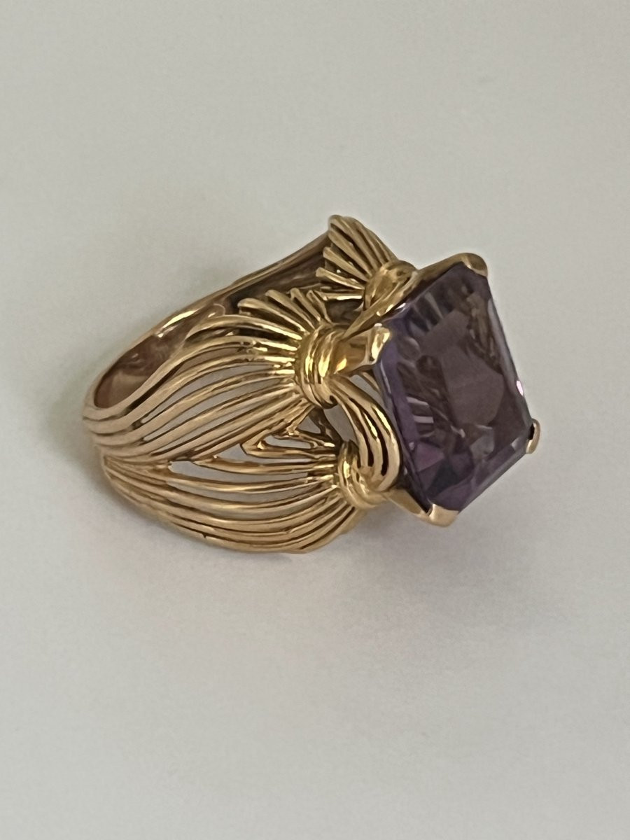 7193 - Vintage Yellow Gold Amethyst Ring-photo-2