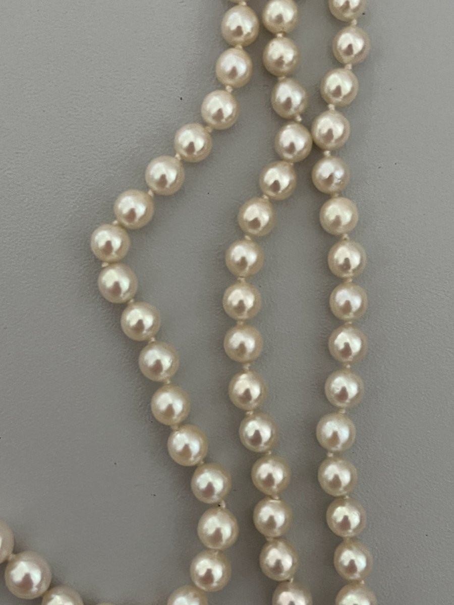 7257- Collier 3 Rangs Perles Akoya Fermoir Argent-photo-4