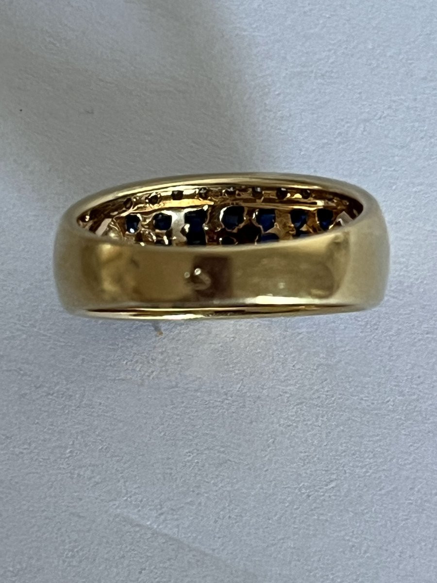 7277 - Gold Band Ring With Sapphires And Diamonds-photo-3